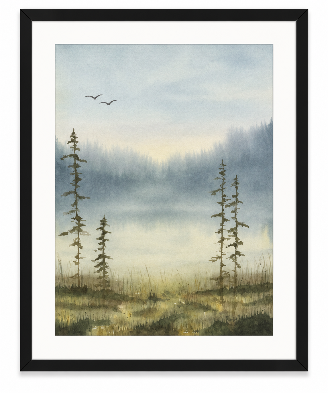 Maja Antoniou, Dis över tjärnen (Watercolor - Original)