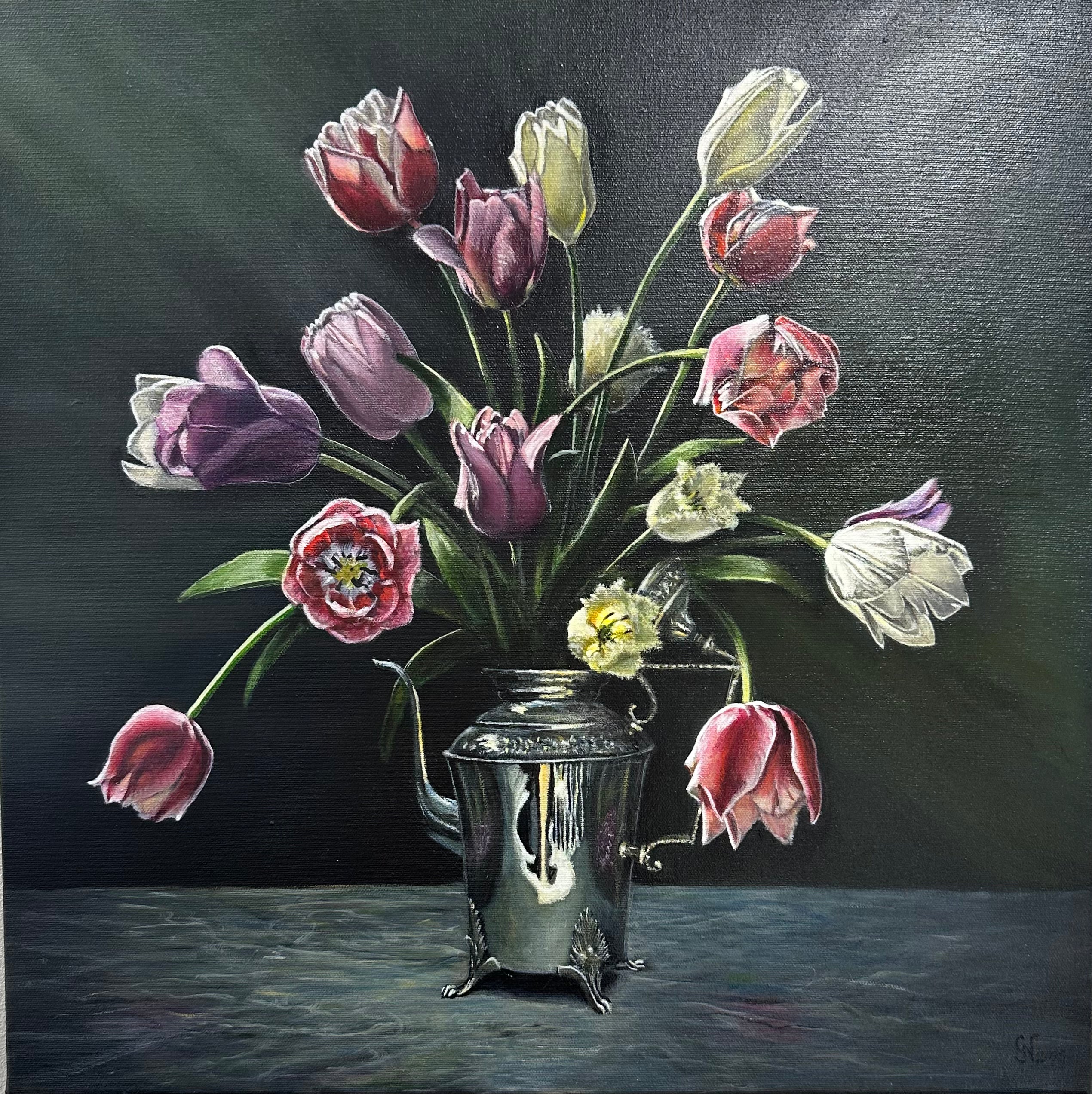 Gabriella Norum, Silverkanna med tulpaner (Original)