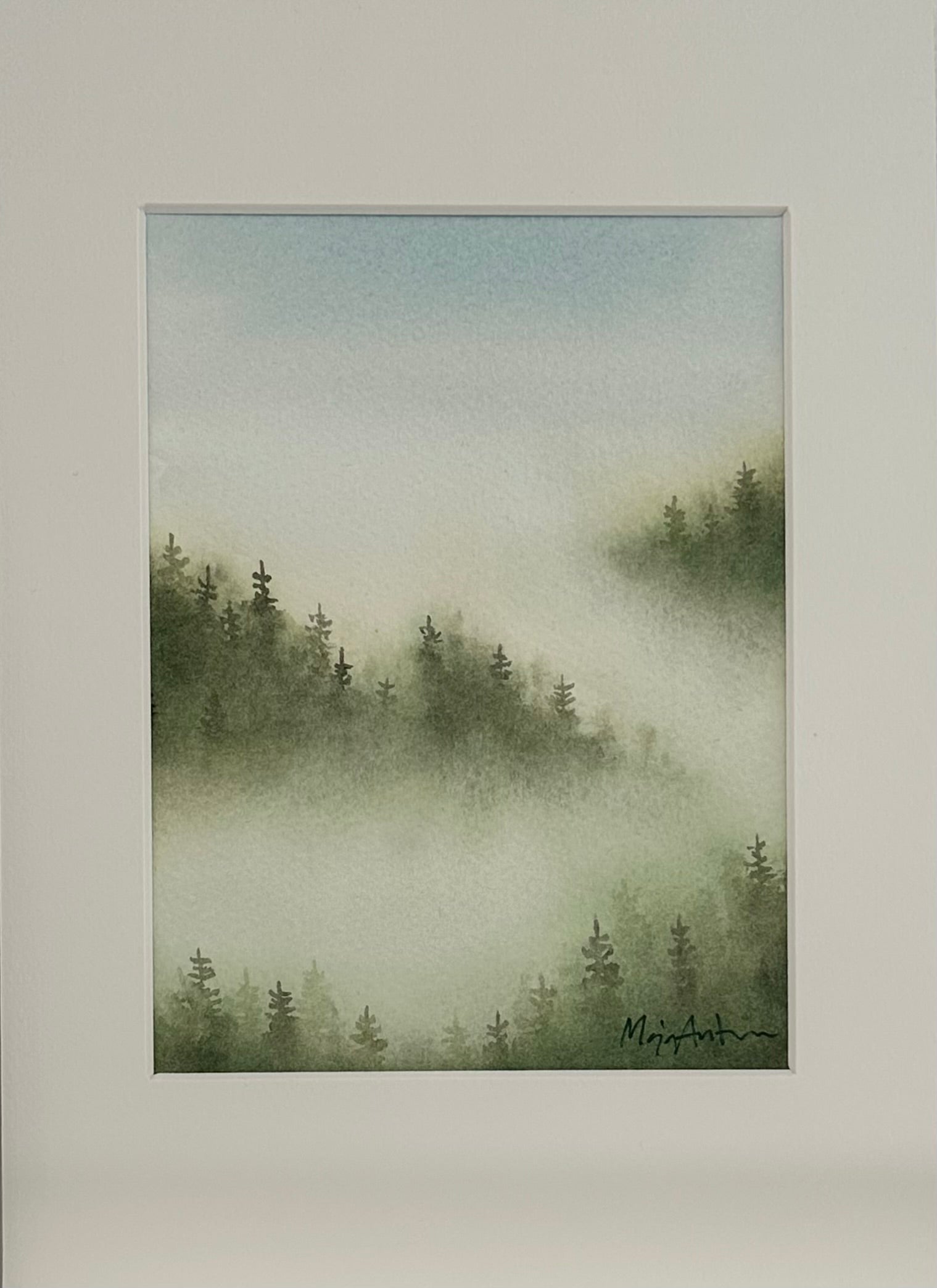 Maja Antoniou, 32. Nebelwald 3 (Aquarell - Original)