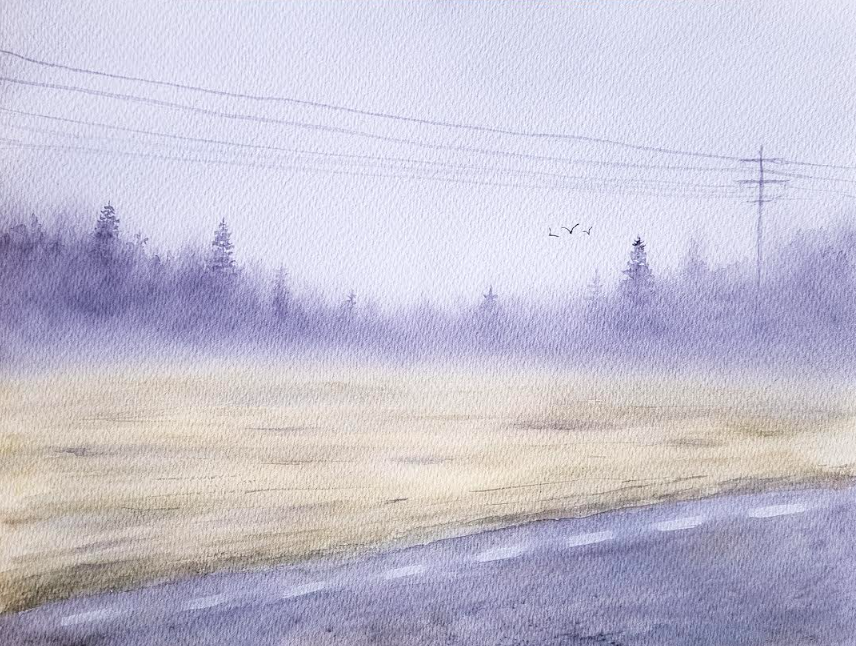 Maja Antoniou, 20. Morgendlicher Arbeitsweg (Aquarell - Original)