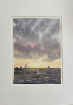 Maja Antoniou, Staden tystnar (Watercolor - Original)